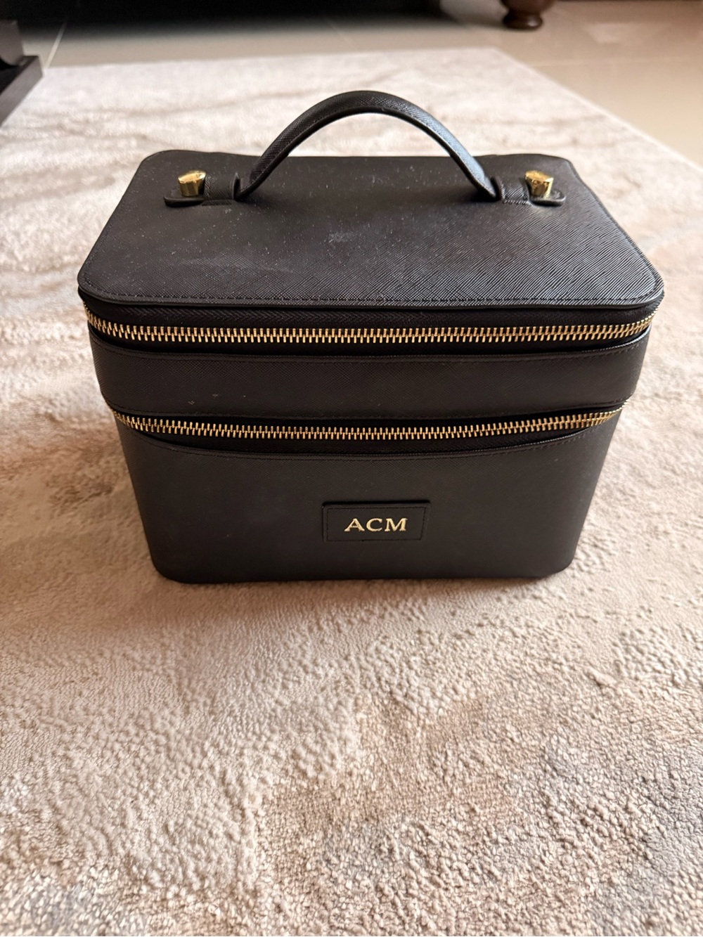 Étoile Black Saffiano Double-Zip Travel Jewelry/Makeup Case